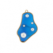 Hangers van Resin irregular with pearls Gold-blue-white