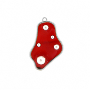 Hangers van Resin irregular with pearls Silver-red-white
