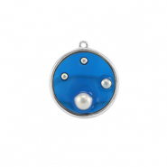 Hangers van Resin round with pearls Silver-blue-white