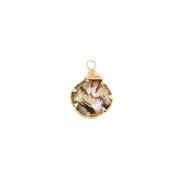 Hangers van Resin with imitation shell round Gold-taupe