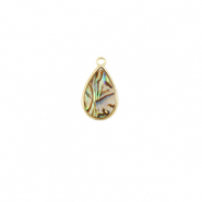 Hangers van Resin with imitation shell oval Gold-taupe