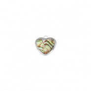 Hangers van Resin with imitation shell heart Silver-ocean green
