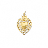Brass TQ metaal bedels heart with lotus Gold