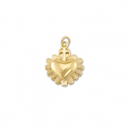Brass TQ metaal bedels heart with cross Gold