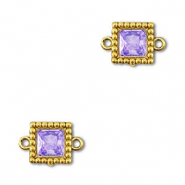 Tussenstukken van Stainless steel Roestvrij staal (RVS) zirkonia square Gold-purple