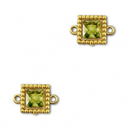 Tussenstukken van Stainless steel Roestvrij staal (RVS) zirkonia square Gold-lime green