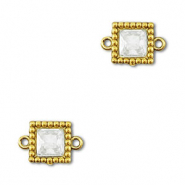Tussenstukken van Stainless steel Roestvrij staal (RVS) zirkonia square Gold-transparent