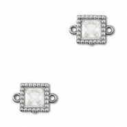 Tussenstukken van Stainless steel Roestvrij staal (RVS) zirkonia square Silver-transparent
