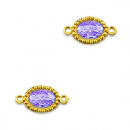 Tussenstukken van Stainless steel Roestvrij staal (RVS) zirkonia oval Gold-purple