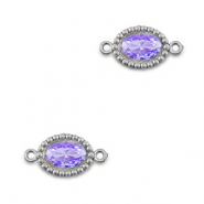Tussenstukken van Stainless steel Roestvrij staal (RVS) zirkonia oval Silver-purple
