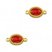 Tussenstukken van Stainless steel Roestvrij staal (RVS) zirkonia oval Gold-red