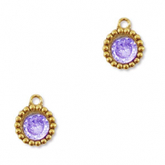 Bedels van Stainless steel Roestvrij staal (RVS) zirkonia round Gold-purple