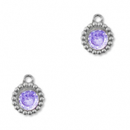 Bedels van Stainless steel Roestvrij staal (RVS) zirkonia round Silver-purple