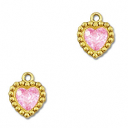 Bedels van Stainless steel Roestvrij staal (RVS) zirkonia heart Gold-light pink