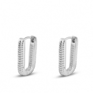 TQ metaal brass oorbellen / oorstekers oval Silver