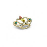 Broches crown Gold-green-pink