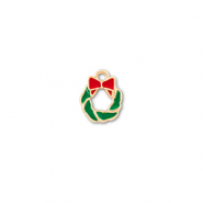 Metaal bedels christmas wreath Goud-groen-rood