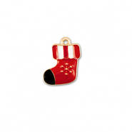 Metaal bedels christmas stocking Goud-rood-wit-zwart