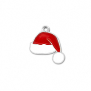 Metaal bedels santa hat Zilver-rood-wit