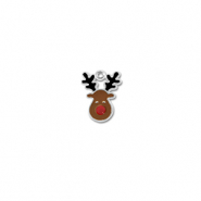 Metaal bedels reindeer Zilver-bruin-rood-zwart