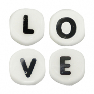 Keramiek letterkralen - LOVE White-black