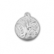 Bedels van Stainless steel Roestvrij staal (RVS) round with plant Silver