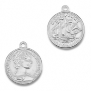 Bedels van Stainless steel Roestvrij staal (RVS) coin with ship/face Silver