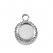 Birthstone bedel met setting Stainless Steel (RVS) voor SS16 flat back Silver