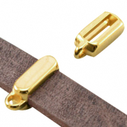 DQ metalen schuiver met oog rechthoek (voor DQ leer plat 10mm) Goud (nikkelvrij)