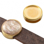 DQ metalen schuiver setting voor 12mm cabochon (voor leer plat 10mm) Goud (nikkelvrij)