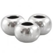 Kraal plat van DQ metaal 7x5mm Antiek zilver (nikkelvrij)