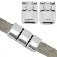 DQ metalen magneet sluiting (voor 5mm plat leer) Antiek zilver (nikkelvrij)