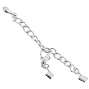 DQ metalen verlengketting set met karabijnslot en 2mm klem Antiek zilver (nikkelvrij)