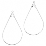 Metaal onderdelen DQ creolen oorring hangers ovaal Zilver (nikkelvrij)