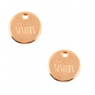 Metaal bedels DQ 12mm "sisters" Ros&eacute; goud (nikkelvrij)