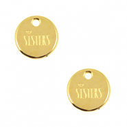Metaal bedels DQ 12mm "sisters" Goud (nikkelvrij)