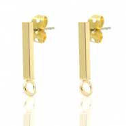 Metalen onderdelen DQ earpin bar 14x2mm Goud (nikkelvrij)