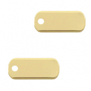 Metaal bedels DQ langwerpig tag 5x12mm Goud (nikkelvrij)