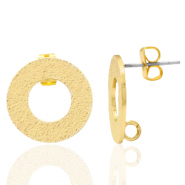 Metaal onderdelen DQ earpin rond met oog Goud (nikkelvrij)