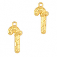 Metaal bedels DQ kerst zuurstokje Goud (nikkelvrij)