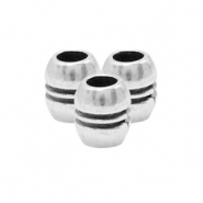 Metaal kralen DQ tube stripe Antiek zilver (nikkelvrij)