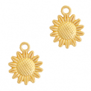 Metaal bedels DQ zonnebloem 15mm Goud (nikkelvrij)