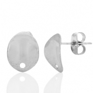 Oorbellen van Stainless steel Roestvrij staal (RVS) oorsteker oval met oogje Zilver