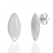 Oorbellen van Stainless steel Roestvrij staal (RVS) oorsteker oval met oogje Zilver