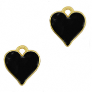 Metaal bedels DQ heart Goud-zwart (nikkelvrij)