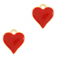 Metaal bedels DQ heart Goud-rood (nikkelvrij)