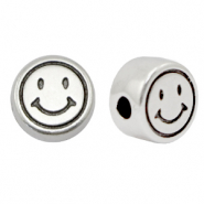 Metaal kralen DQ smiley 7mm Antiek zilver (nikkelvrij)