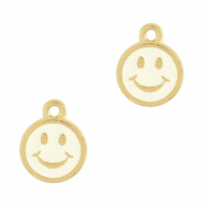 Metaal bedels DQ smiley Goud-ivory white (nikkelvrij)