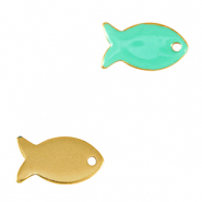 Metaal bedels DQ fish Goud-veraman blue (nikkelvrij)