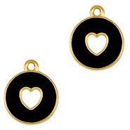 Metaal bedels DQ heart Goud-black (nikkelvrij)